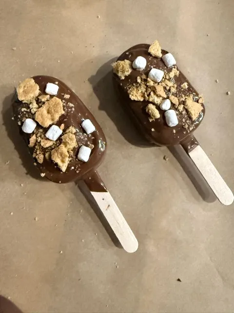 S'mores cakesicles with toasted marshmallow and graham